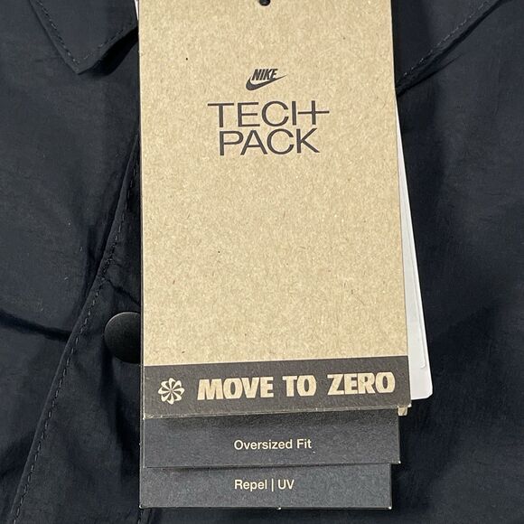 Nike Shirt Mens Small Black Sportswear Tech Pack Woven Nylon Snap Baggy DX0205 - Picture 6 of 12